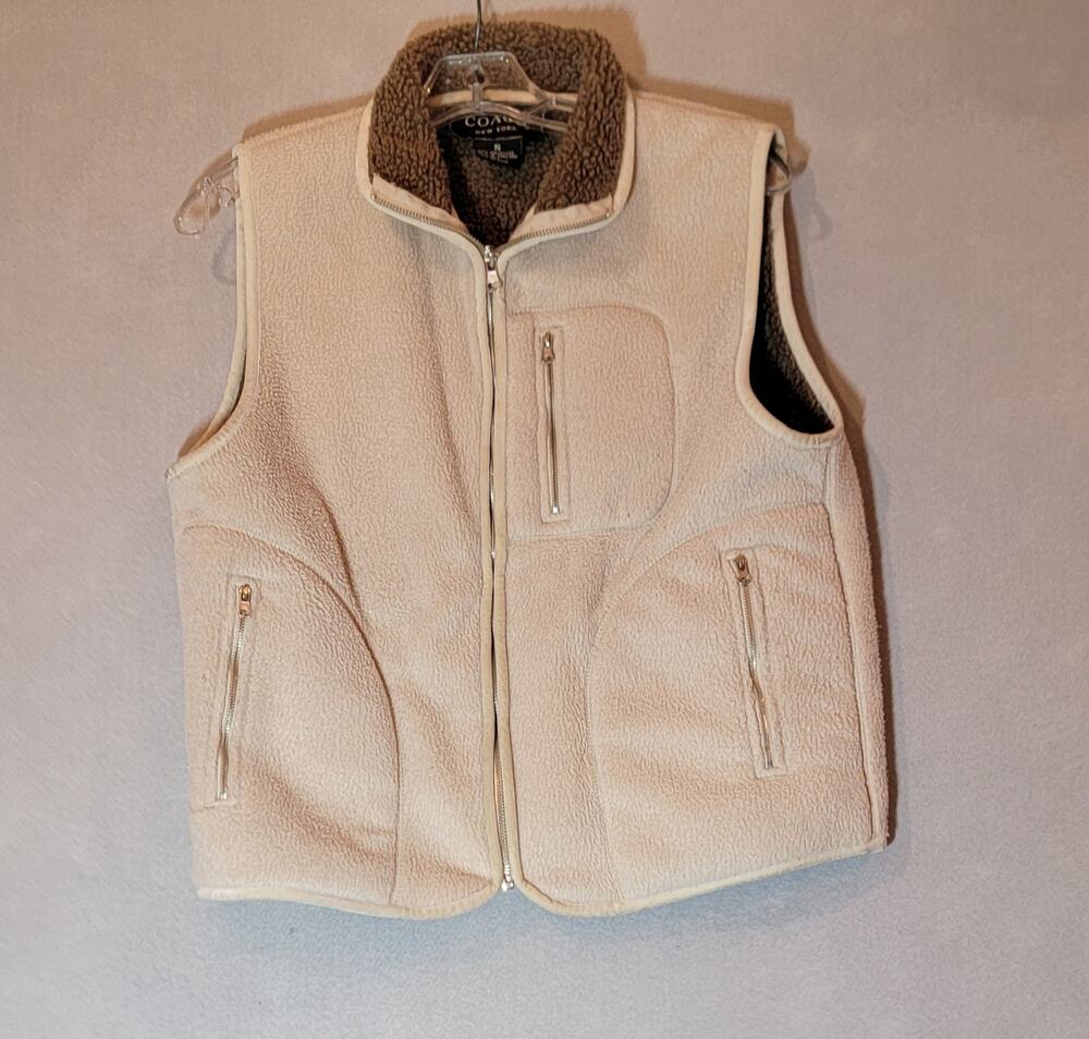 COACO New York Vintage Deep Pile Fleece Vest Small Cream Beige Gorpcore
